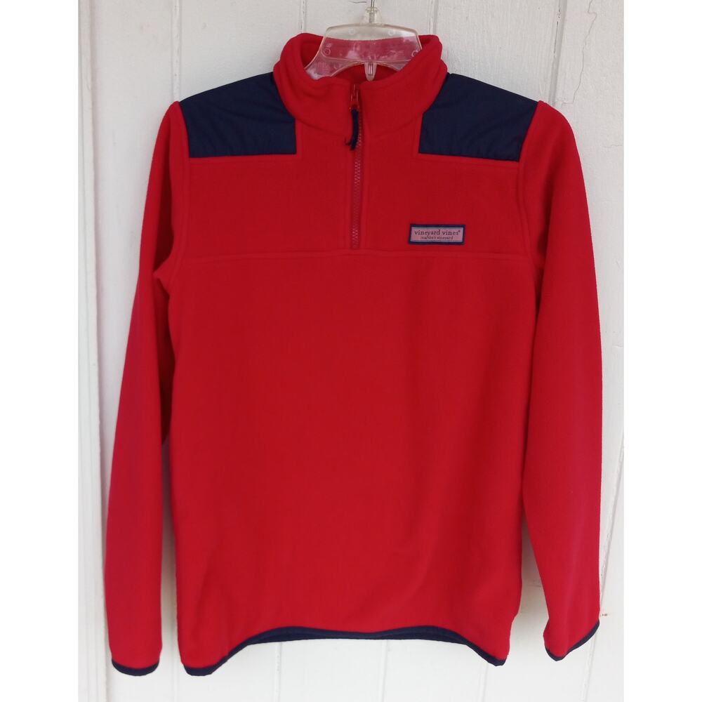 Boys' VINYARD VINES Red Fleece 1/4 Zip Pullover Size 18